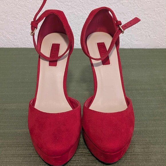 Forever 21 Red Platform Ankle Strap Heels | Women’s Size 6 Stiletto Pumps - Picture 2 of 3